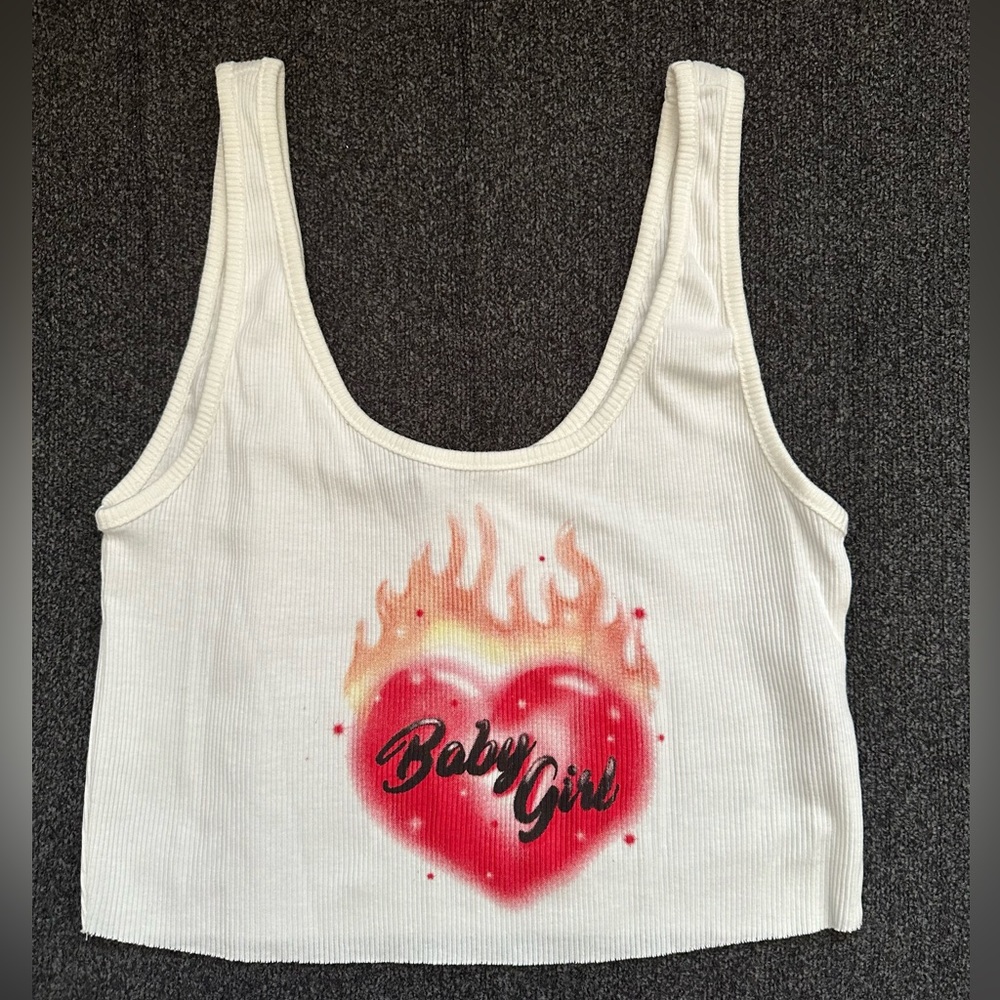 Juniors Cropped Tank Top with Baby Girl slogan. Size Small NWT